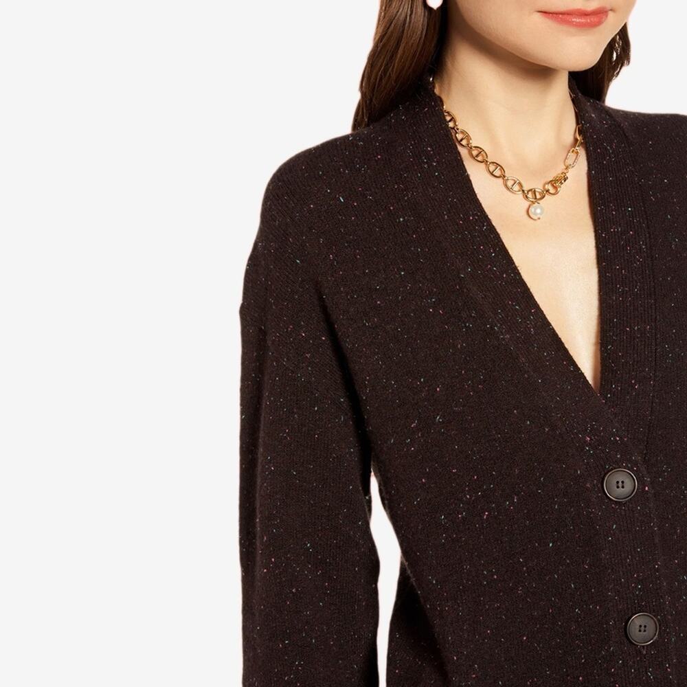 Cabincore Heather Something Navy Ganache Cozy V-Neck Longline Knit Cardigan S - Picture 4 of 7